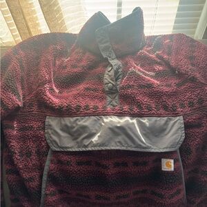 Carhartt Maroon and Charcoal Fleece Jacket